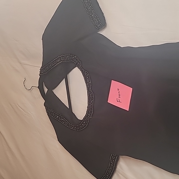 Vintage Black Tie Oleg Cassini Black  Beaded Sequin  Deco Dress - Picture 7 of 11